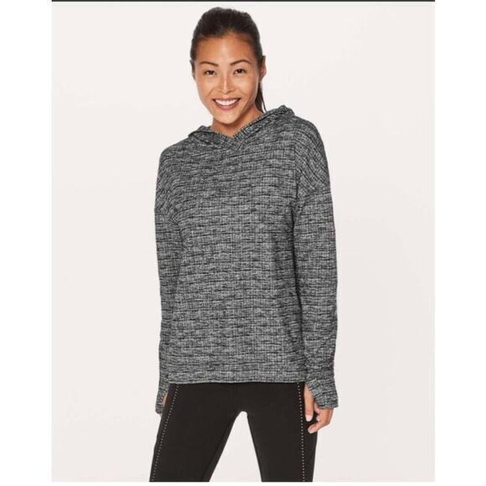 Lululemon Extra Mile Hoodie Pullover Grey Black White size 2